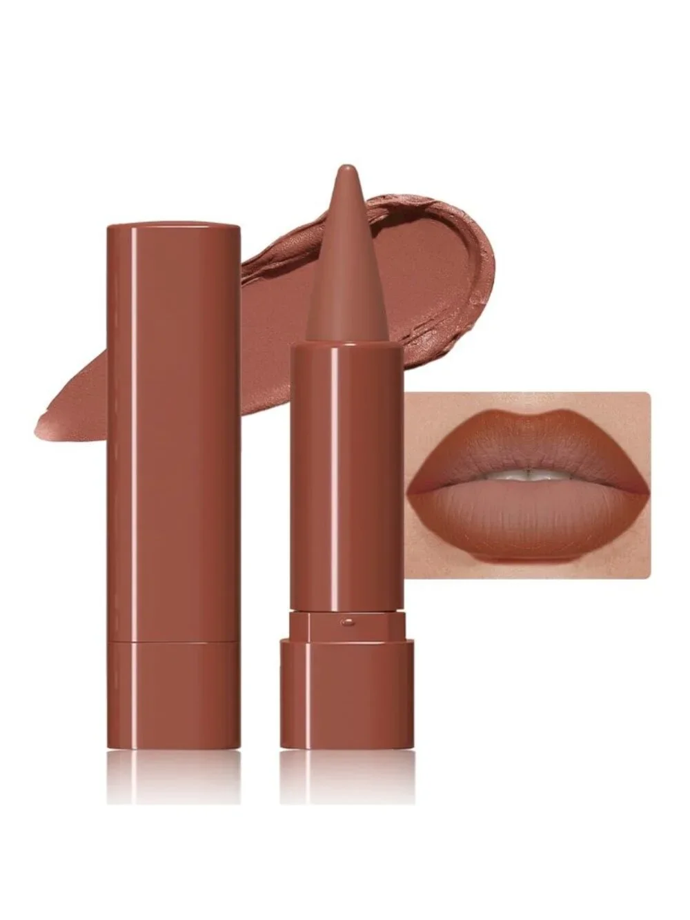 1Pcs-G16# Antique Rose Shimmery Metallic Cone-Tip Glitter Lipstick And Lip Liner